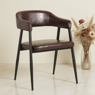 Asiano Dining Chair with Metal Legs - Brown