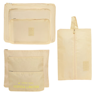 Travel Packing Cubes Set Polyester 7 Pieces Beige