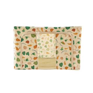 Foldable Leaf Printed Cloth Storage Organizer Box 66 L- Beige