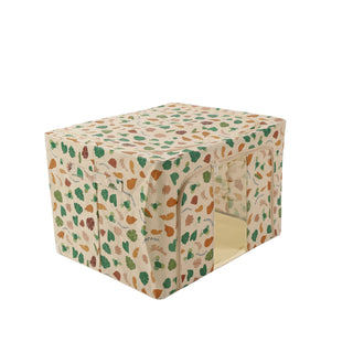 Foldable Leaf Printed Cloth Storage Organizer Box 66 L- Beige