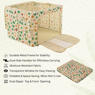 Foldable Leaf Printed Cloth Storage Organizer Box 66 L- Beige
