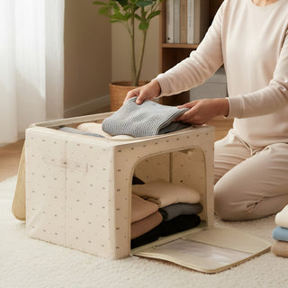 Foldable Cloth Storage Organizer Box 66 L- Beige