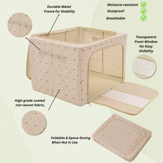 Foldable Cloth Storage Organizer Box 66 L- Beige