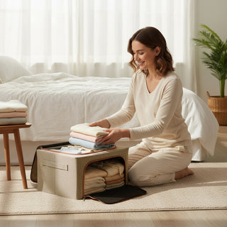 Foldable top & front zipper access storage organizer oxford fabric with metal frame