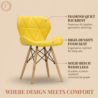 Diamond Leather Dining Chair - Yellow