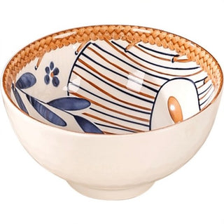 Vintage Floral Ceramic Bowl Set for Kitchen & Dining Microwave Safe