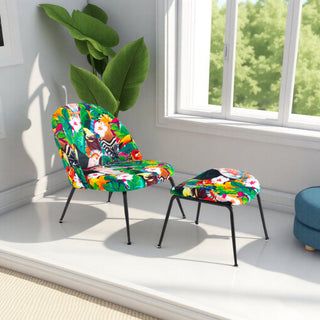 Modern Lounge Chair with Foot Rest - Multicolor