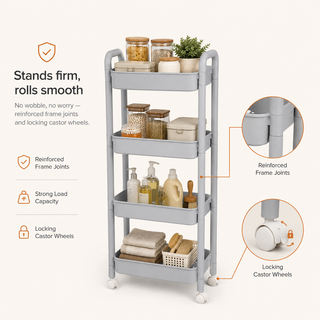 Plastic Rolling Storage Trolley