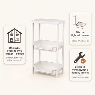 Plastic Multipurpose Storage Organizer Rack - Grey