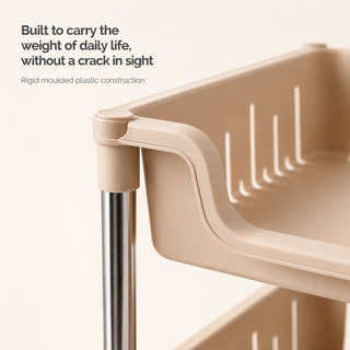 Metal Rod Storage Trolley - Beige