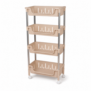 Metal Rod Storage Trolley - Beige