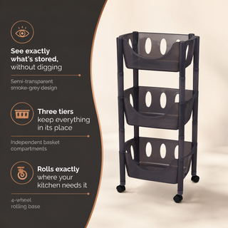 3-Tier Transparent Kitchen Storage Rack Organizer