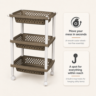 Utility Storage Trolley With Wheels