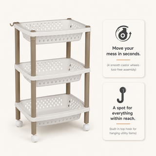 Utility Storage Trolley With Wheels
