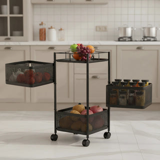 Square Design Metal Storage Organizer Trolley