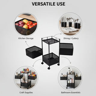 Square Design Metal Storage Organizer Trolley