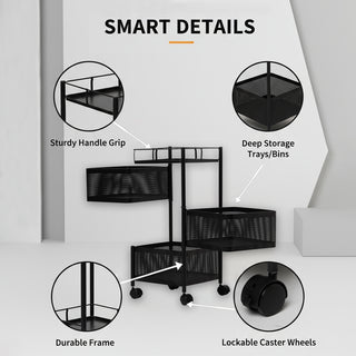 Square Design Metal Storage Organizer Trolley