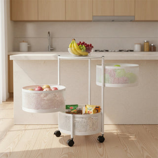 Round Design Metal Storage Organizer Trolley