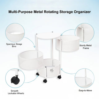 Round Design Metal Storage Organizer Trolley
