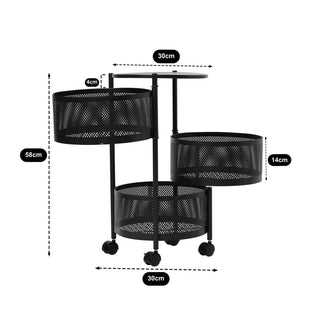 Round Design Metal Storage Organizer Trolley