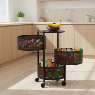 Round Design Metal Storage Organizer Trolley