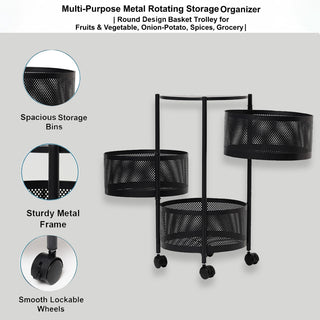 Round Design Metal Storage Organizer Trolley