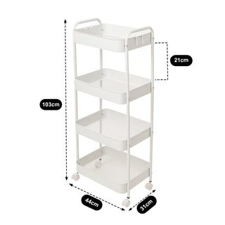 Multi-Functional Metal Rolling Storage Rack - White