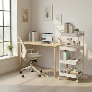 Multi-Functional Metal Rolling Storage Rack - White