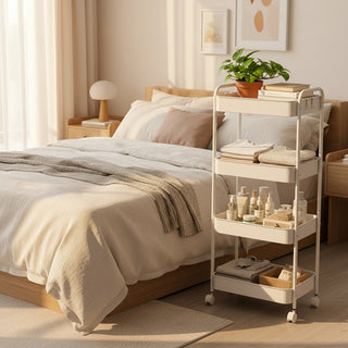 Multi-Functional Metal Rolling Storage Rack - White