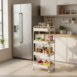 Multi-Functional Metal Rolling Storage Rack - White