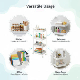 Multi-Functional Metal Rolling Storage Rack - White