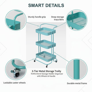 3 Tier Multifunctional Metal Storage Trolley