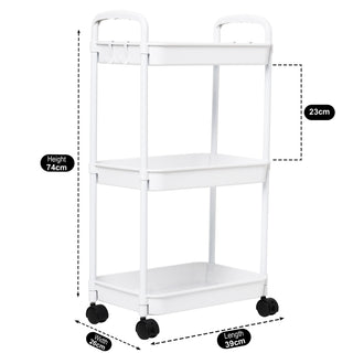 3 Tier Rolling Metal Storage Rack Organizer
