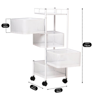 Square Design Metal Storage Organizer Trolley