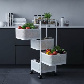 Square Design Metal Storage Organizer Trolley