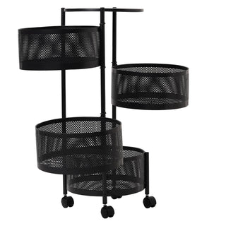 Round Design Metal Storage Organizer Trolley