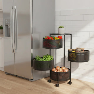 Round Design Metal Storage Organizer Trolley