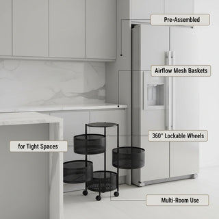 Round Design Metal Storage Organizer Trolley