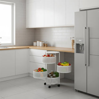 Round Design Metal Storage Organizer Trolley