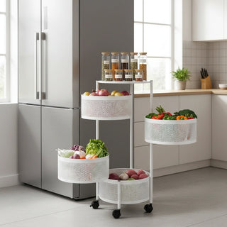 Round Design Metal Storage Organizer Trolley