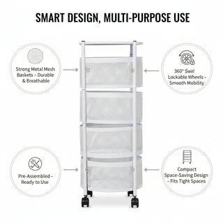 Round Design Metal Storage Organizer Trolley