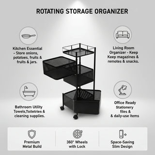 Square Design Metal Storage Organizer Trolley