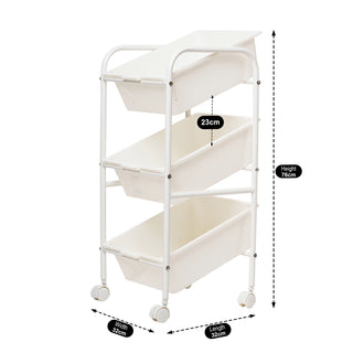 Plastic Organizer Storage Trolley White