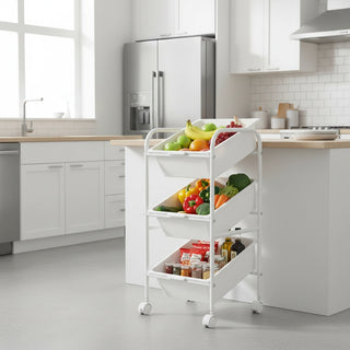 Plastic Organizer Storage Trolley White