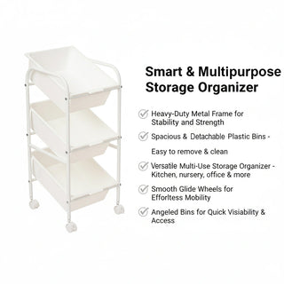 Plastic Organizer Storage Trolley White