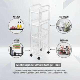 Multipurpose Metal Storage Rack Trolley