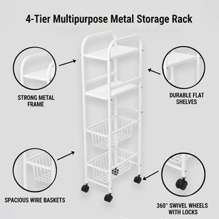 Multipurpose Metal Storage Rack Trolley