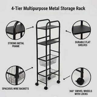 Multipurpose Metal Storage Rack Trolley