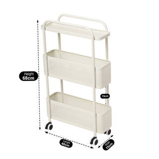 3 Tier Slim Metal Storage Trolley