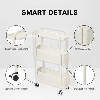3 Tier Slim Metal Storage Trolley